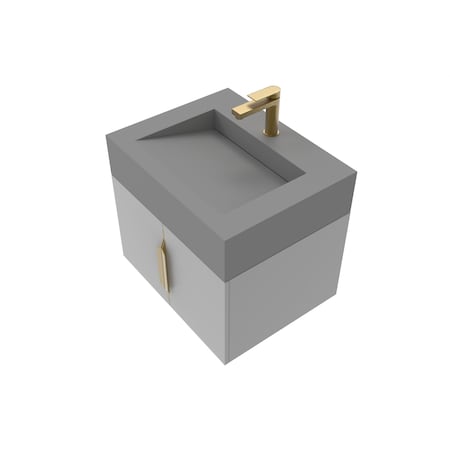 Castello Usa Nile 24-inch Gray Vanity Set with Gray Top and Gold Handles CB-MC-24G-GLD-2053-GR